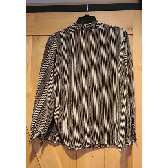 Personal II Bow Neck Blouse Striped Size XL Vtg Secretary Geek Geometric Teacher - Picture 2 of 13